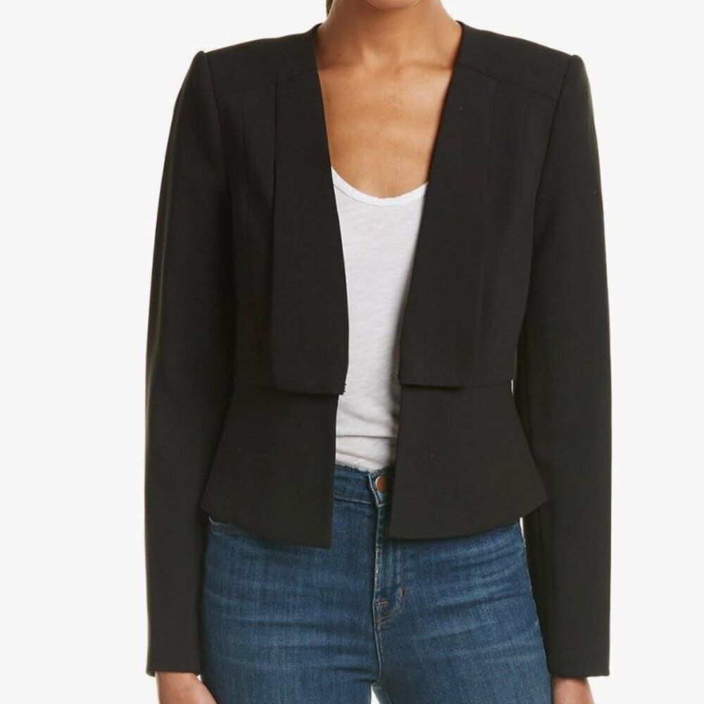 NWT BCBG Max Azria Black Penn Blazer Jacket Sz S Peplum Crop Tailored Luxury - Picture 2 of 10